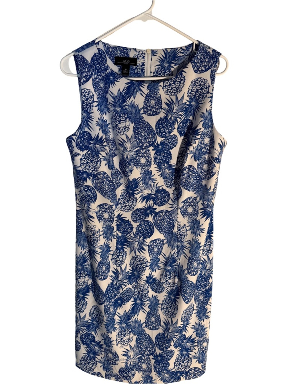 ABG Sleeveless Pineapple-Print Mini Dress in Navy and White - Picture 2 of 6